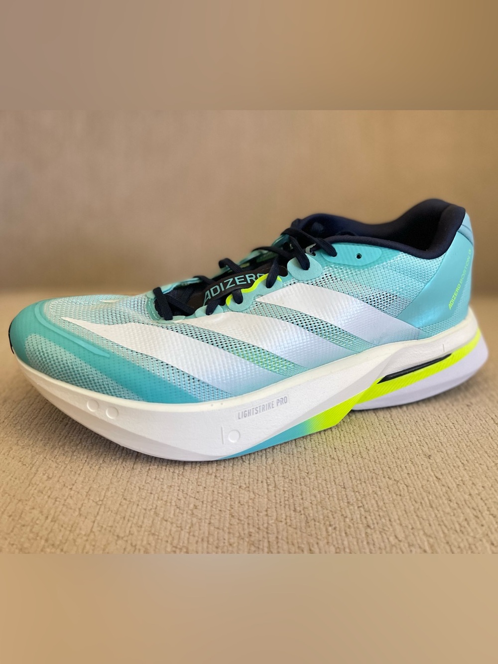Size 8.5 - Adidas Adizero Boston 13 Aqua Mint Teal Running Shoes JS4945 Men’s